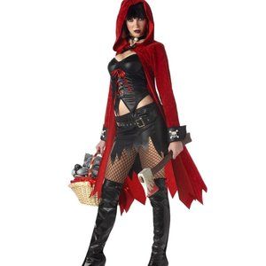 rebel toons little red dead riding hood costume M 8/10 NWT & wolf's head (294)
